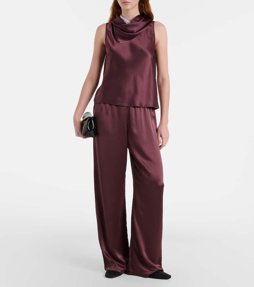 Barb satin wide-leg pants