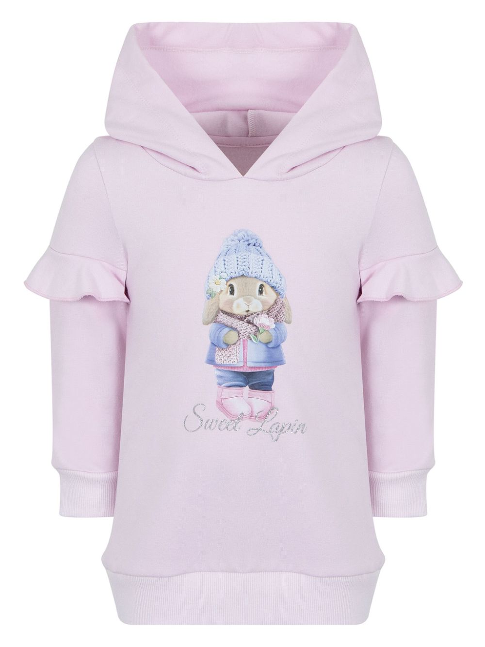 Rabbit print peplum sleeve pullover dress - Pink