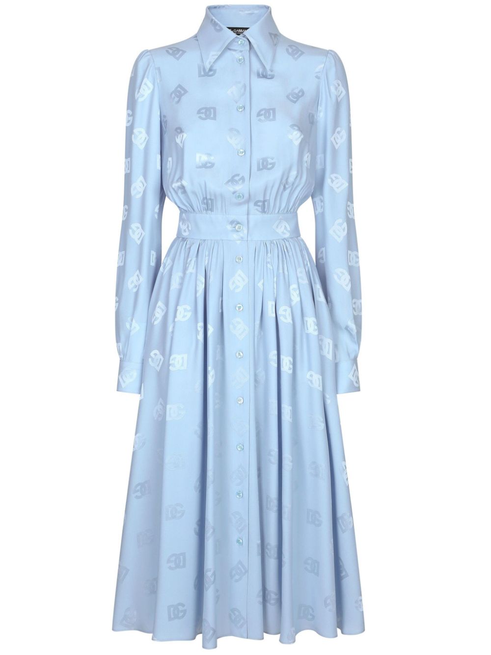 Monogram-jacquard shirt dress - Blue