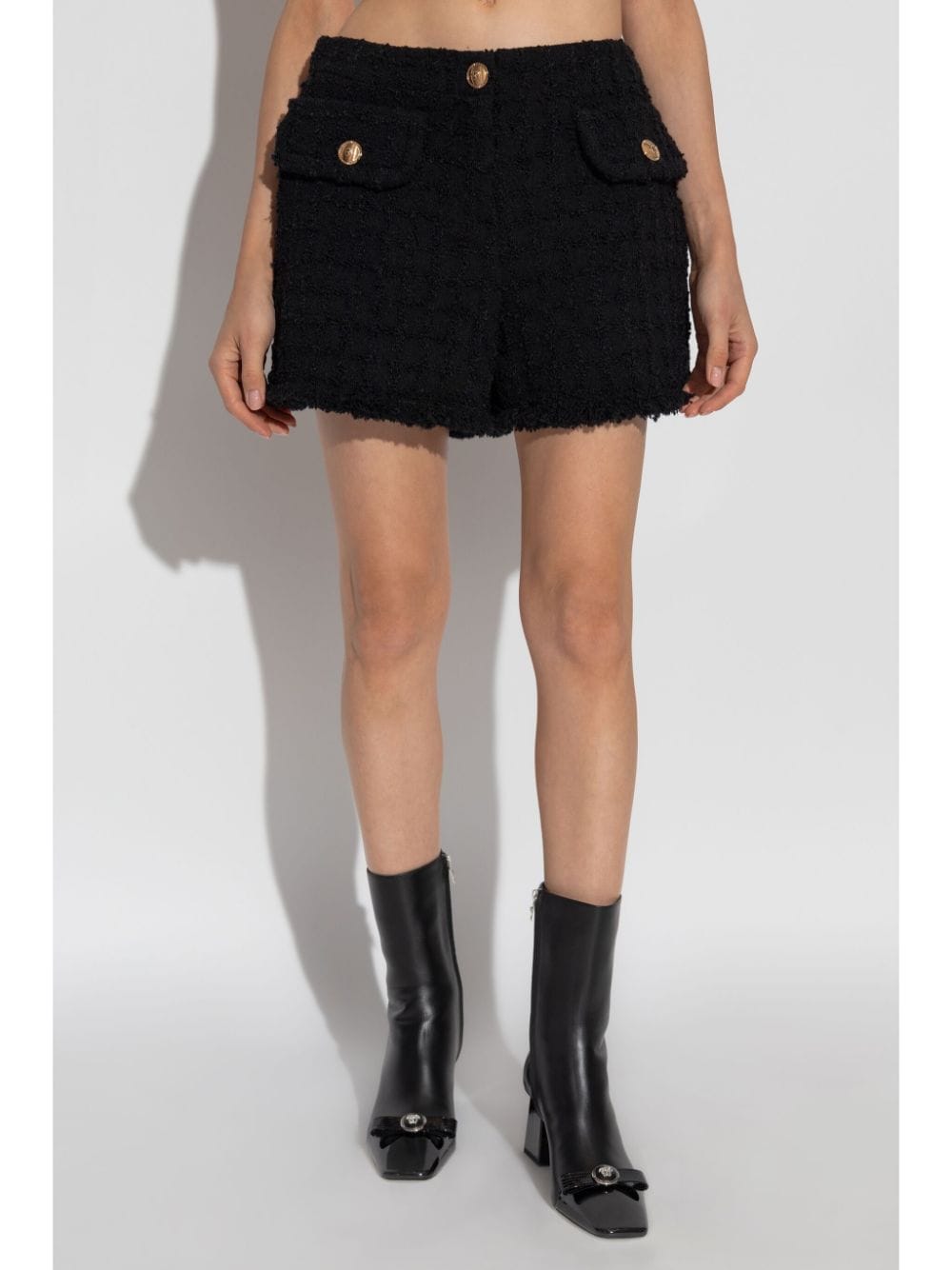 Black Virgin Wool Blend Shorts