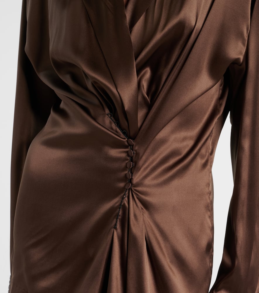 Draped silk-blend shirt