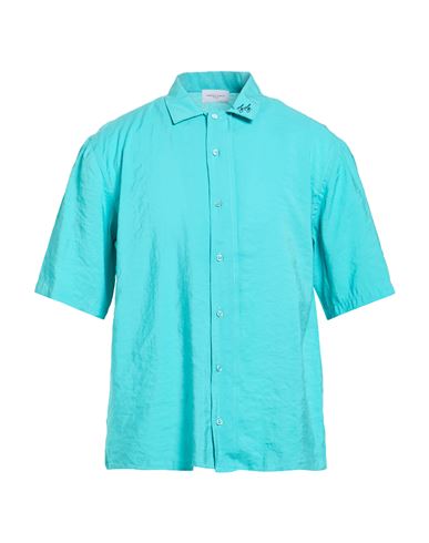 Family First Milano Man Shirt Turquoise Size M Cupro, Polyester