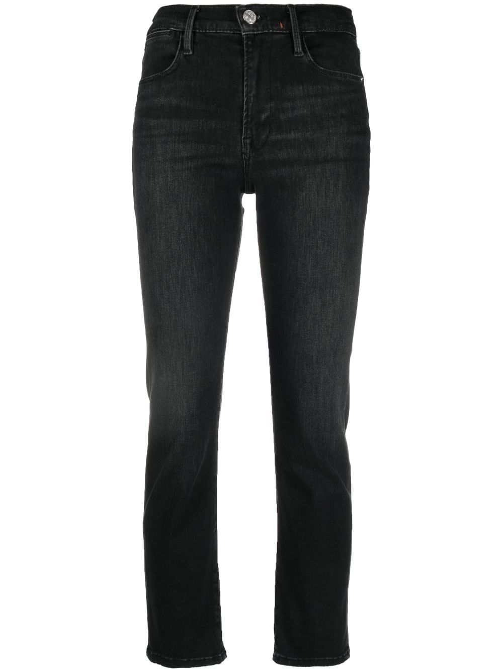 Cropped straight-leg jeans - Black