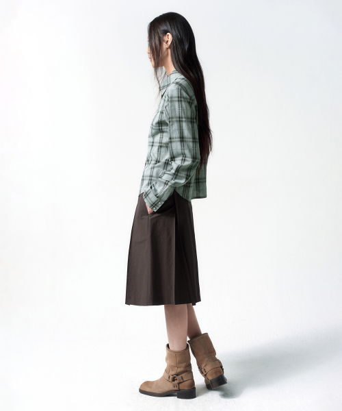 Low Cotton Pleated Skirt BROWN
