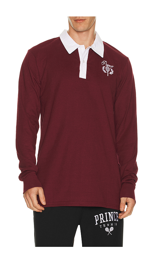 Prince Tennis Button Up Rugby Shirt in Burgundy. L also in
