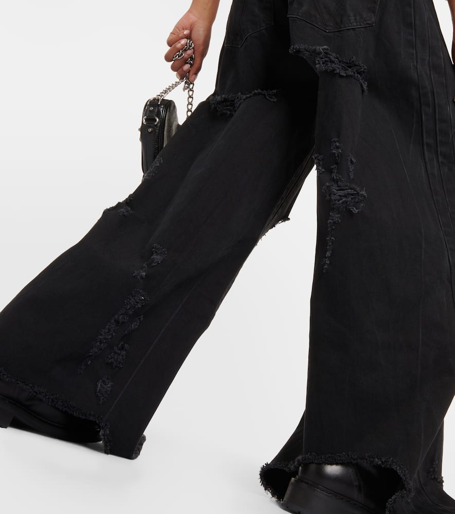 Distressed wide-leg jeans