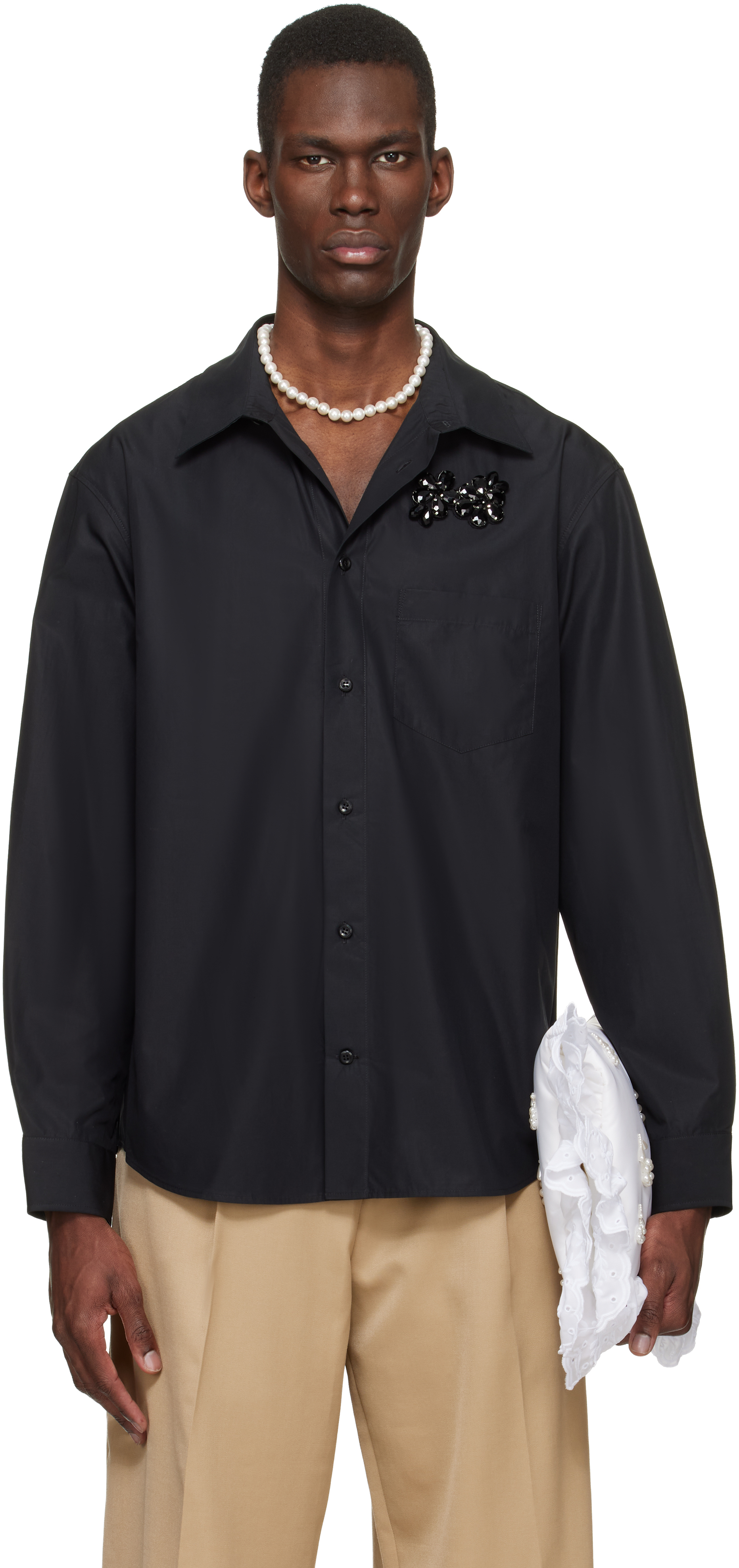 Black Embellished Classic Shirt