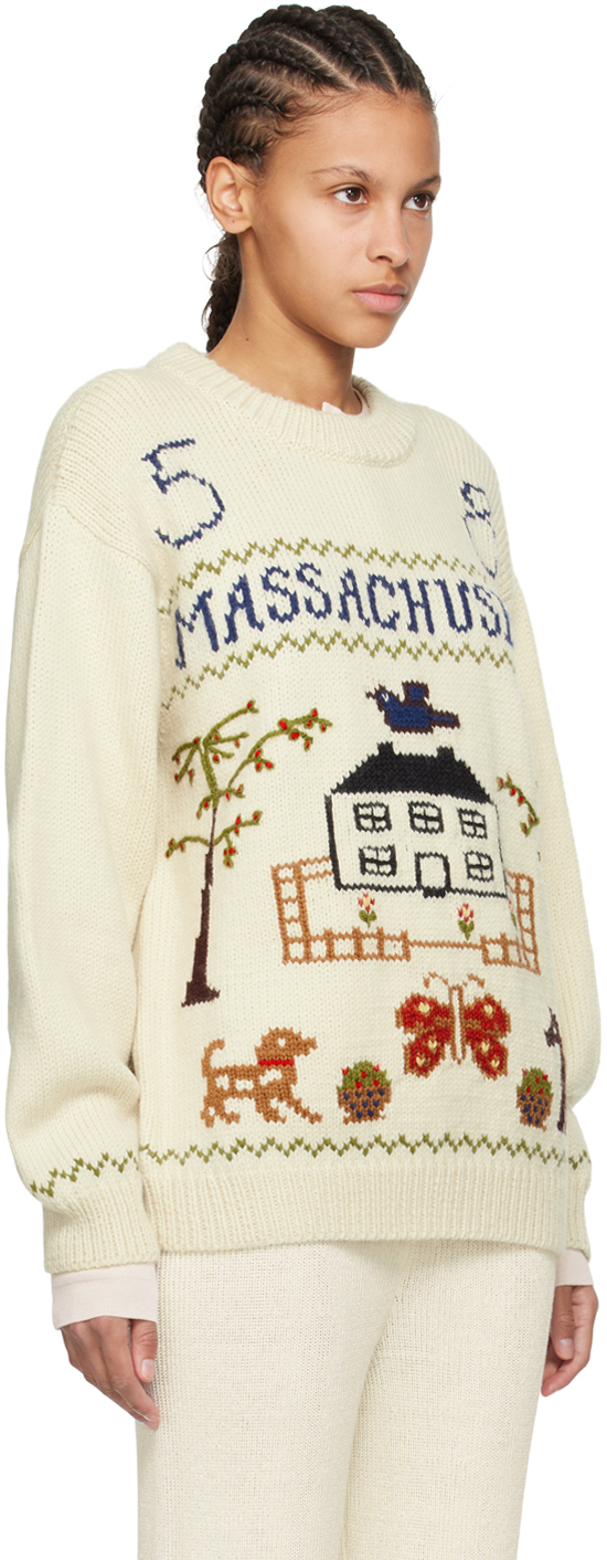 Bode Off-White Homestead Sampler Sweater