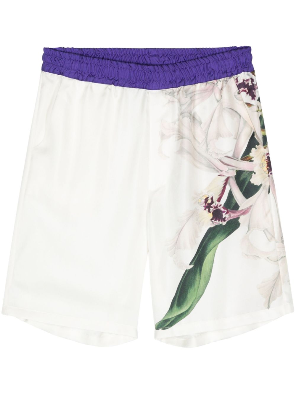 Aloe floral-print silk shorts - Neutrals