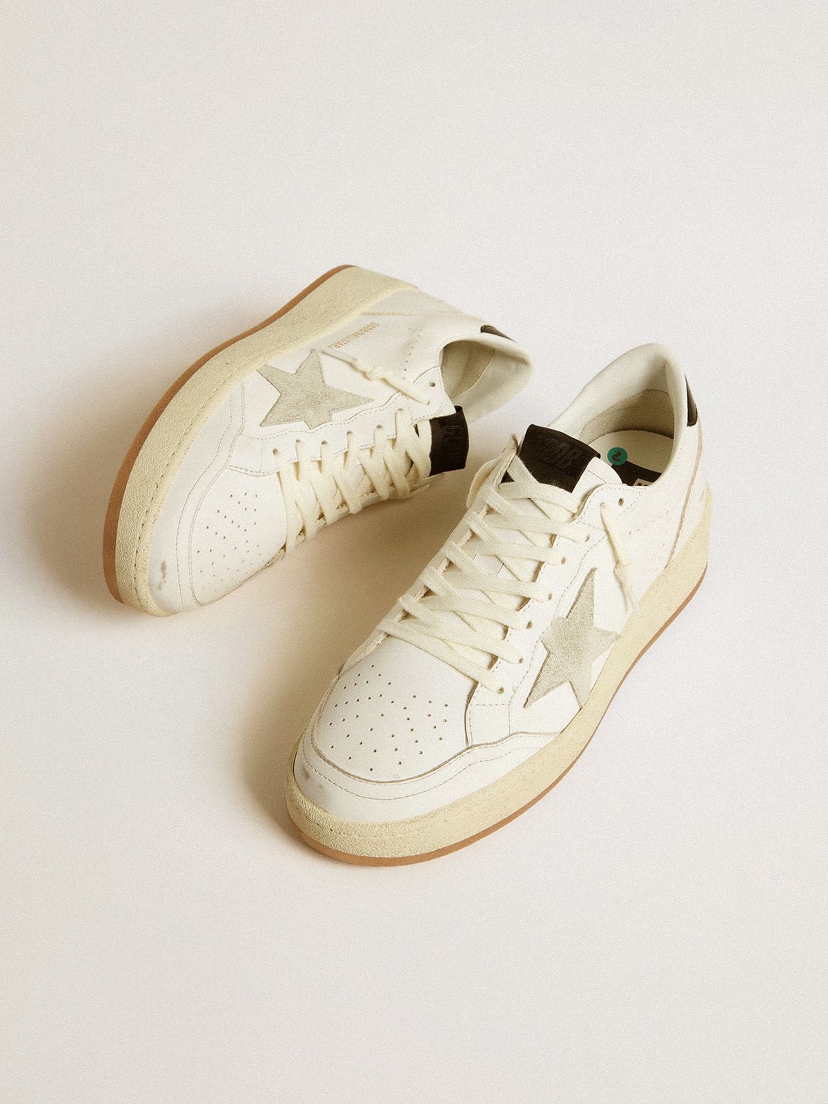 Golden Goose - Women's Ball Star With Ice-gray Suede Star And Glossy Black Leather Heel Tab, Woman