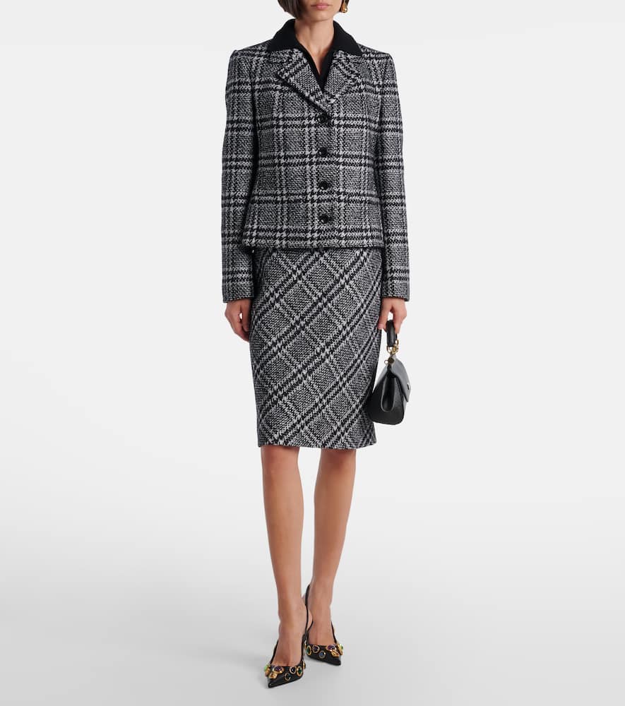 Checked wool-blend miniskirt