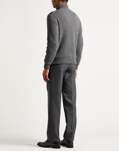 Man Jacket Grey Size L Leather, Cashmere