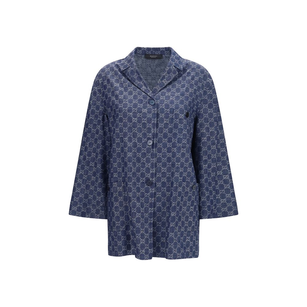 GG Jacquard Cotton Jacket — Blue