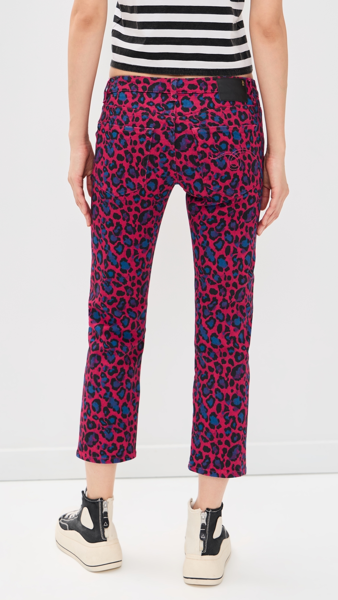Pink Leopard Straight Jeans Fuchsia Leopard