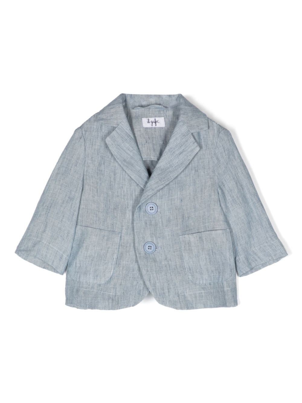 Single-breasted linen blazer - Blue