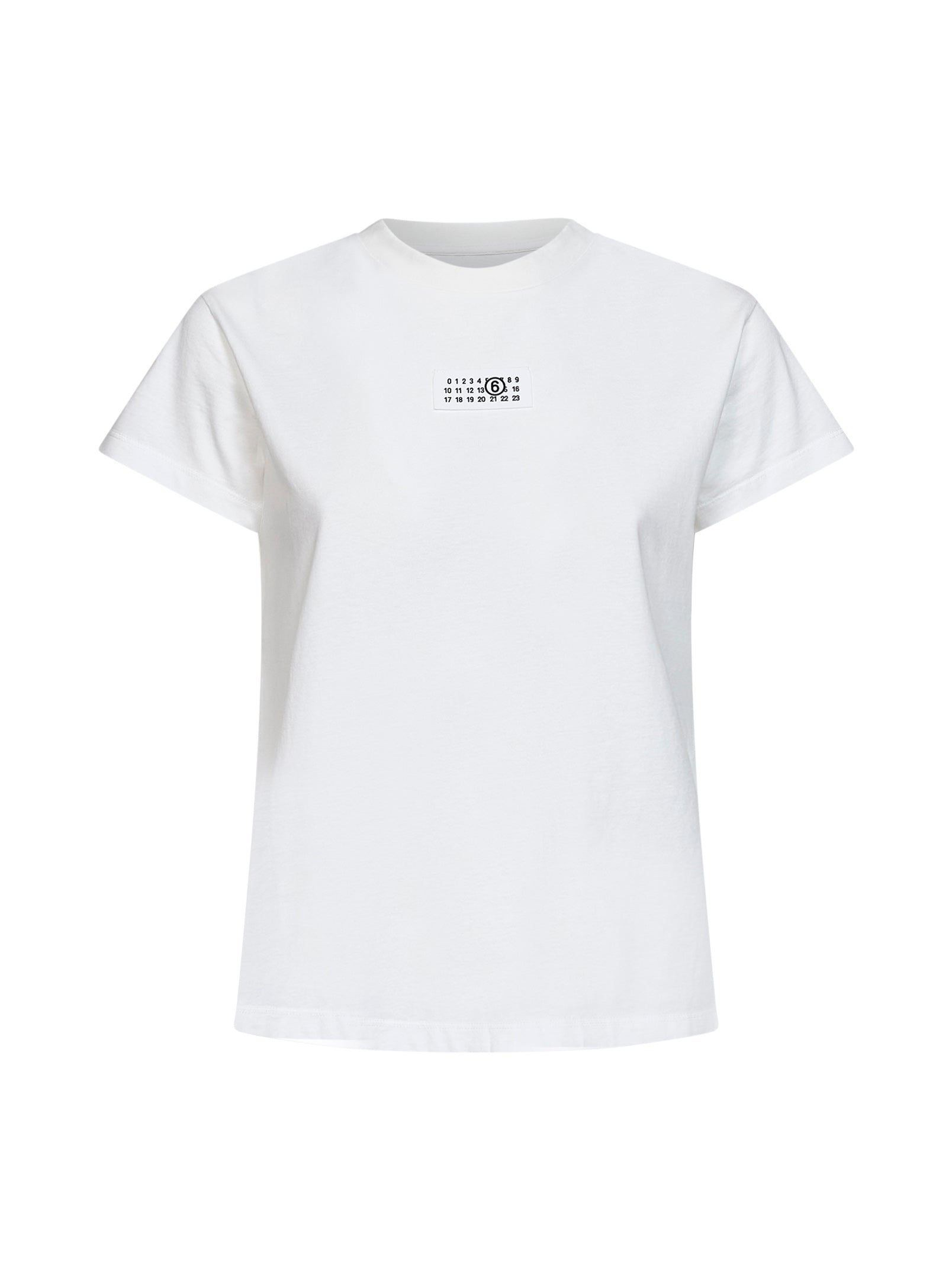 Numeric Embroidery Cotton Jersey T-Shirt — White