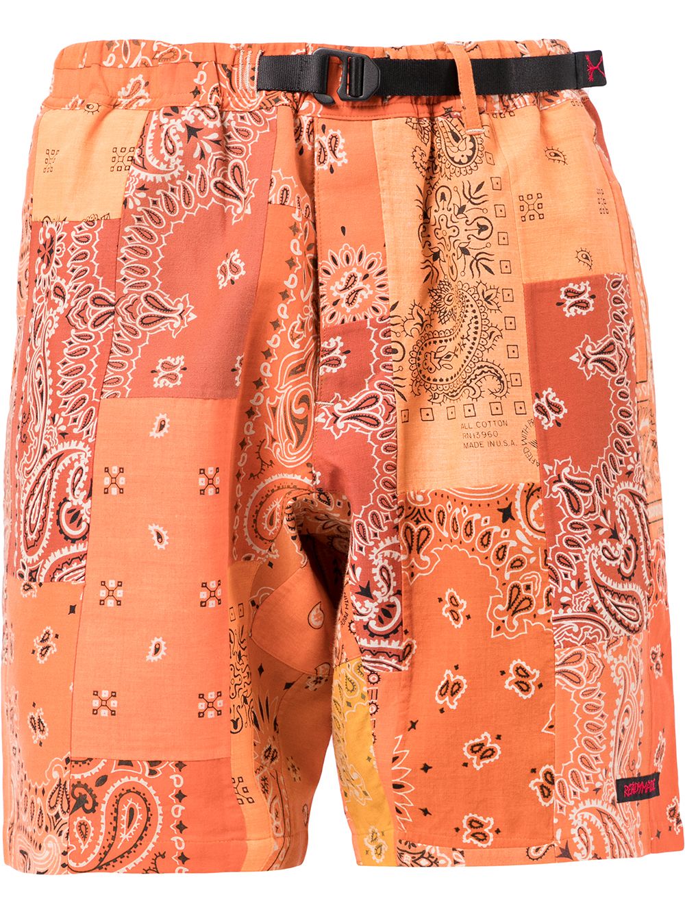 Paisley-print buckle-fastening shorts - Orange