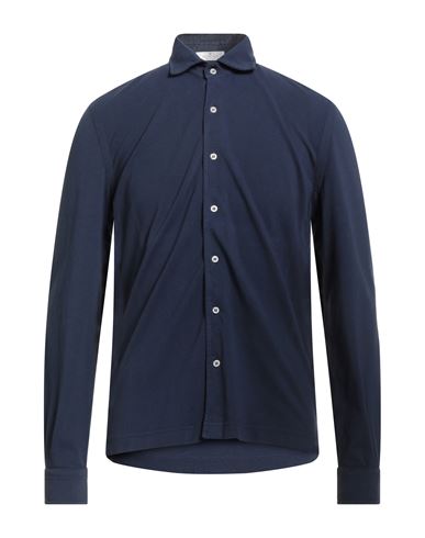 Man Shirt Midnight blue Size 42 Cotton
