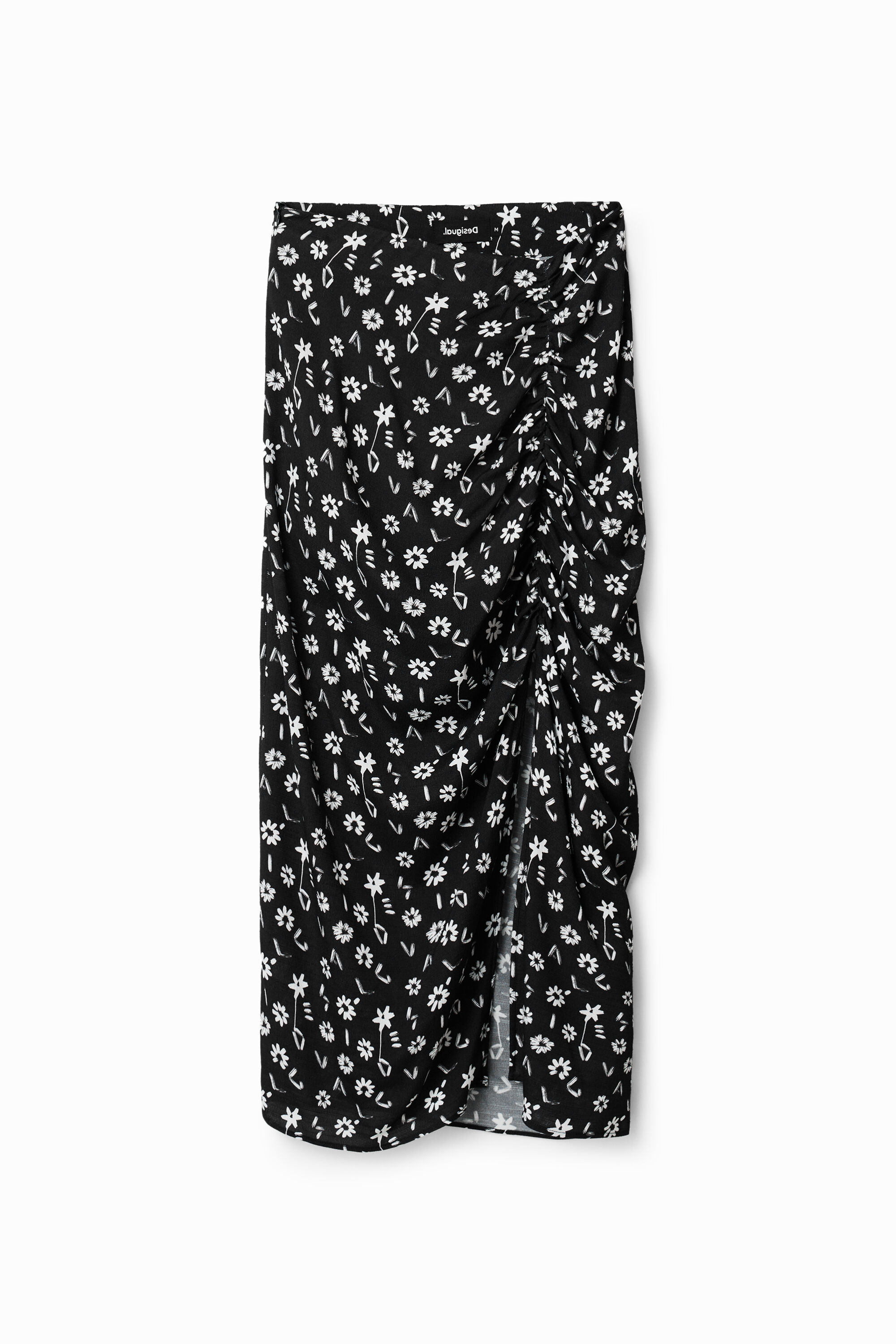 Floral slit midi skirt