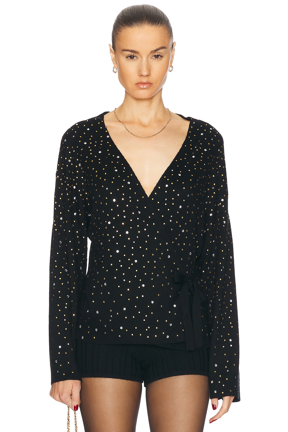 BODE Embellished Oak Wrap Cardigan in Black - Black.  XS also in L