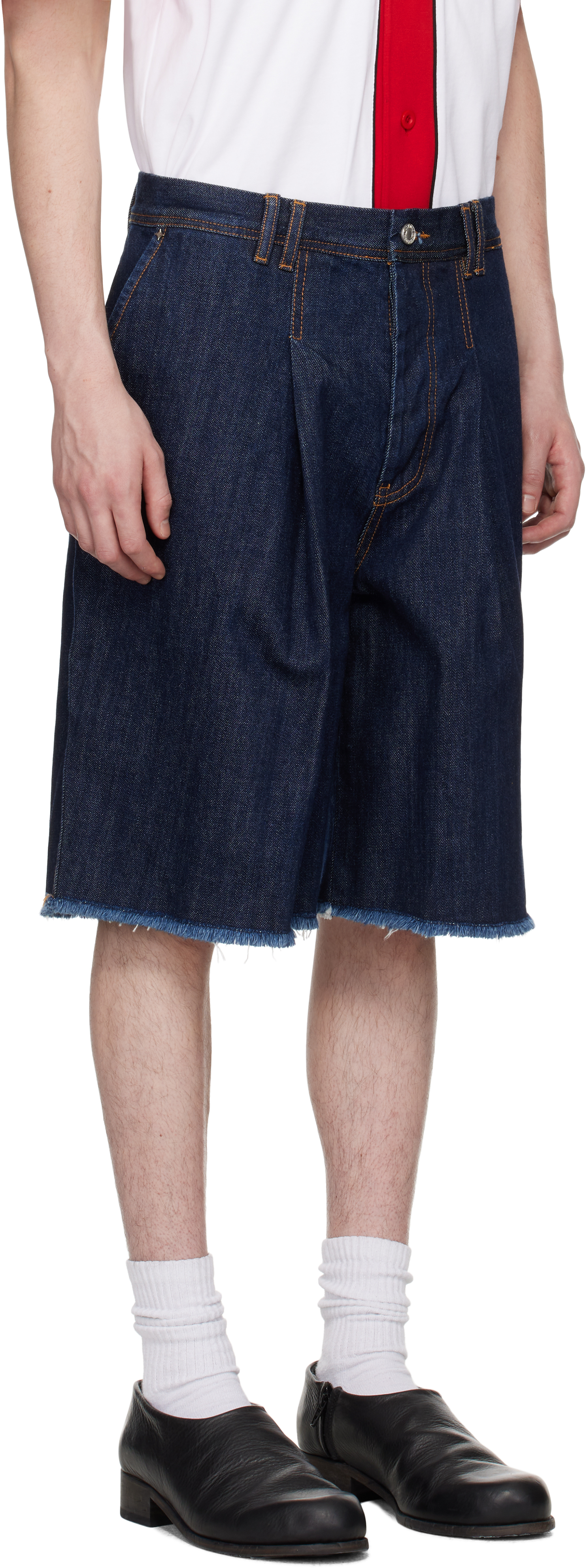 KUSIKOHC Navy Dart Denim Shorts