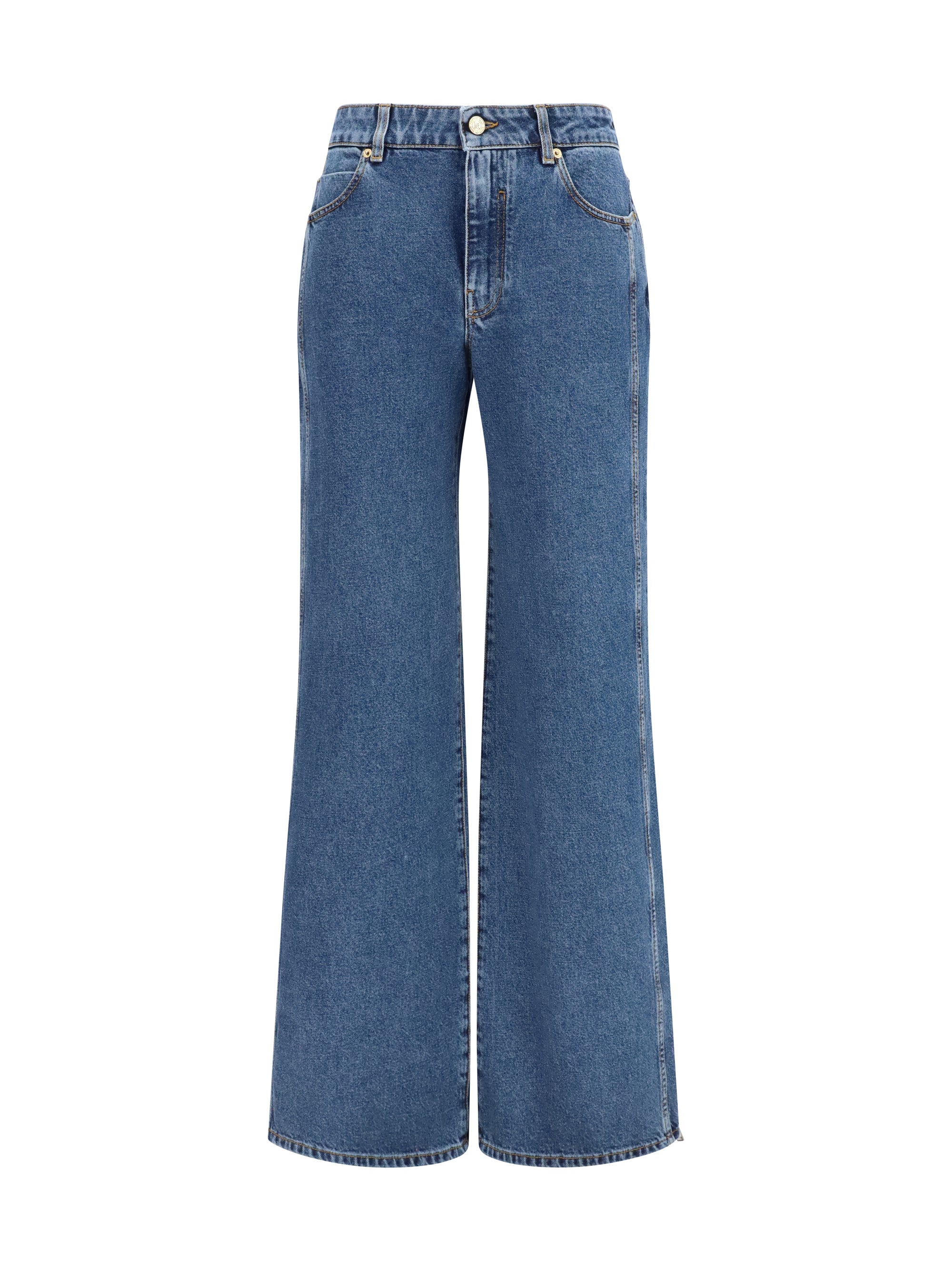 Straight Wide-Leg Jeans — Blue