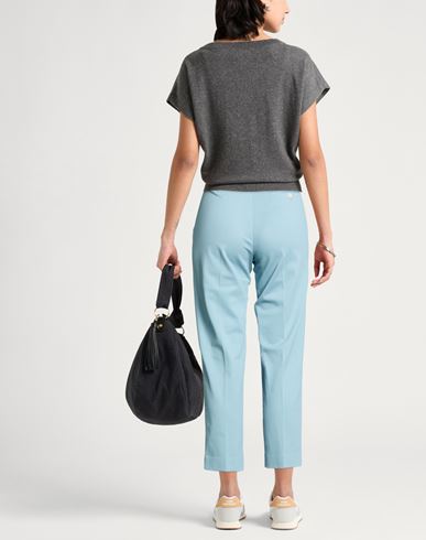 Woman Pants Pastel blue Size 4 Cotton, Elastane