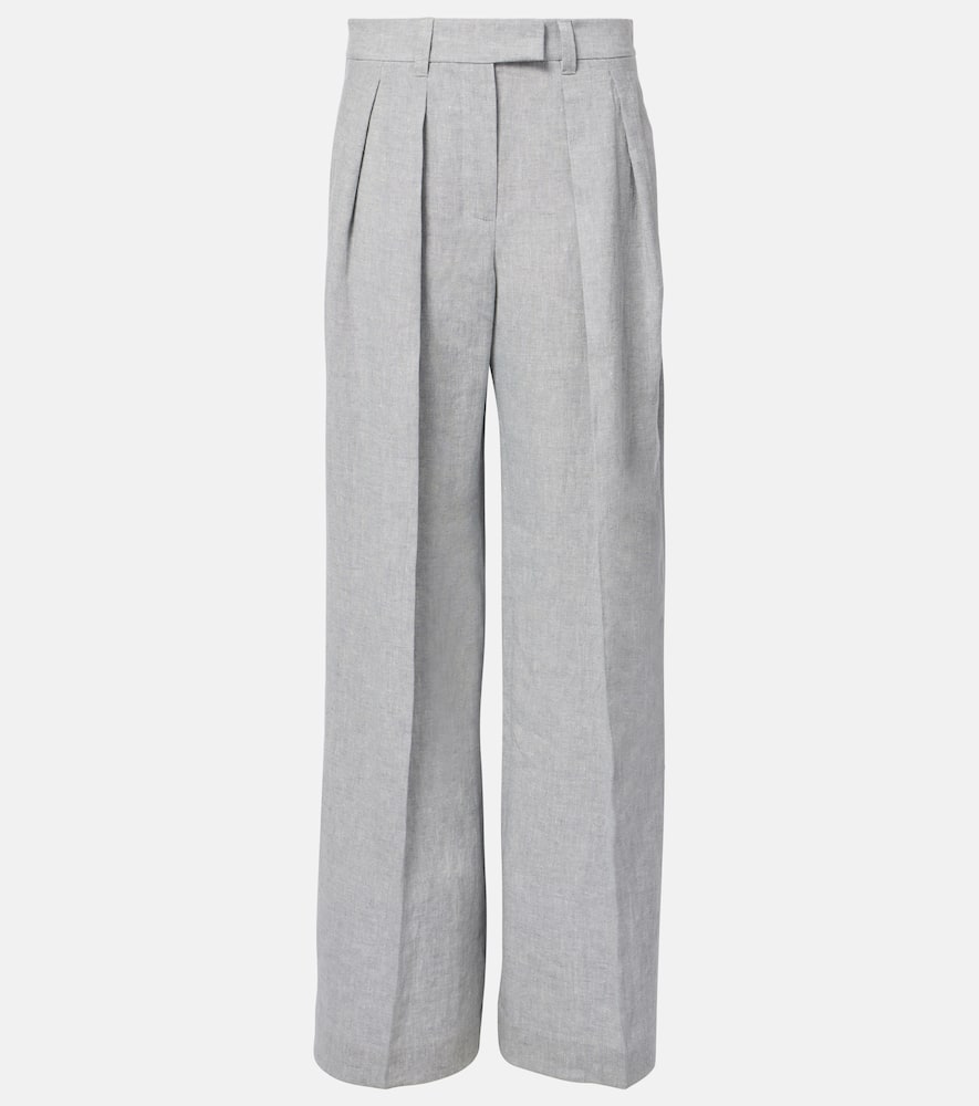 Linen-blend wide-leg pants