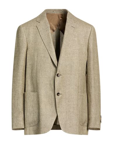 Man Blazer Sage green Size 48 Linen, Wool