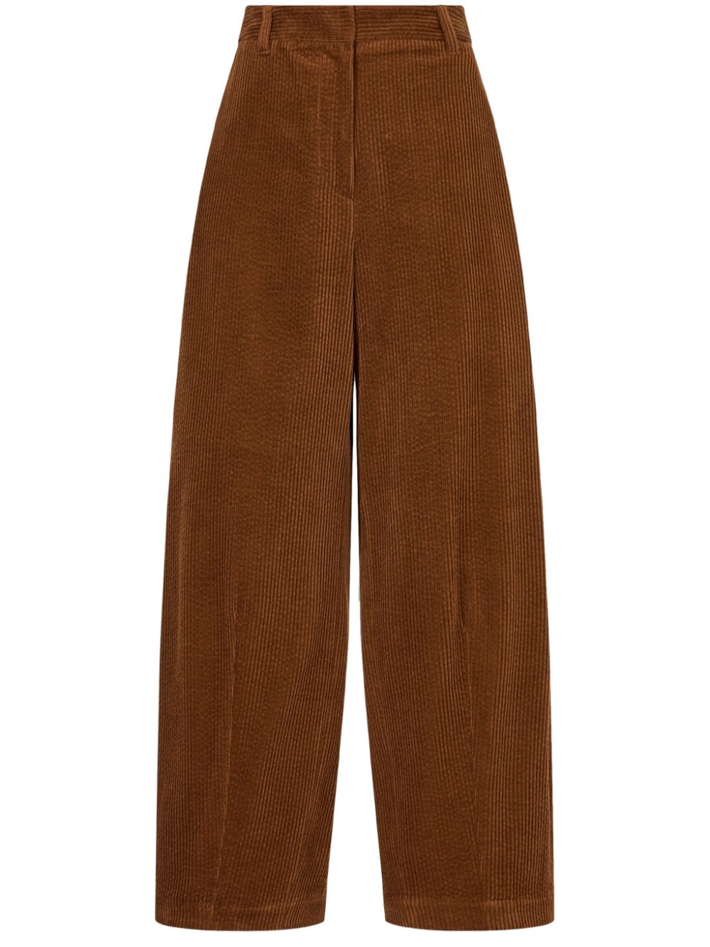 Corduroy wide-leg trousers - Brown