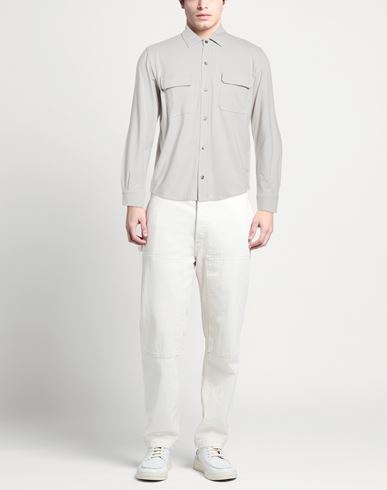 Man Shirt Light grey Size XS Cotton, Lyocell