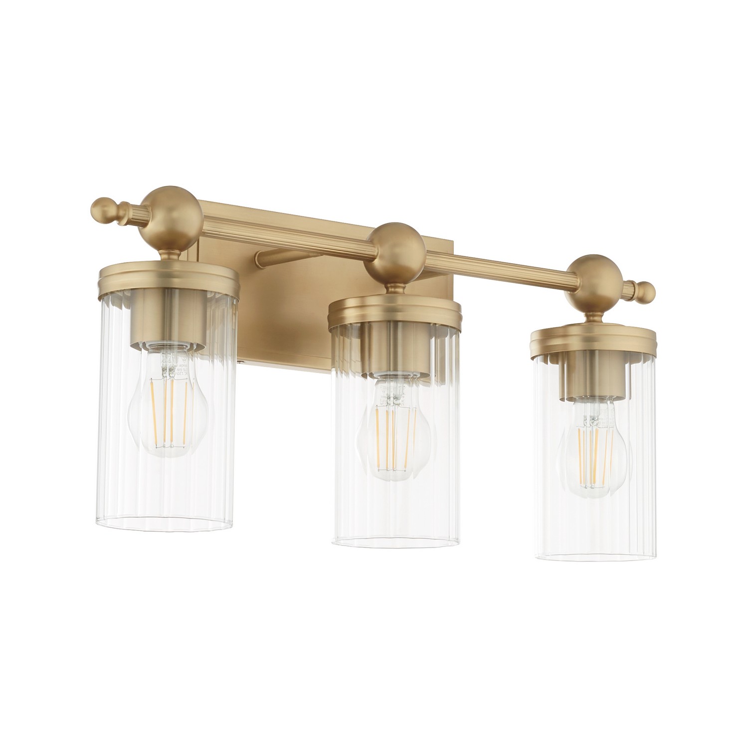 Aged Brass Three Light Vanity from the Lee Boulevard Collection