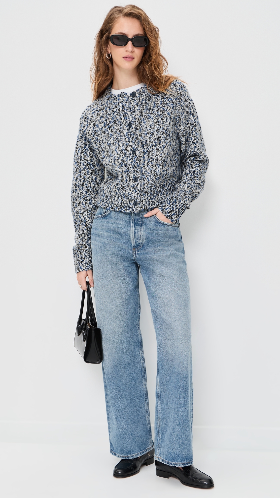 Tania Knitted Cardigan Blue Mix