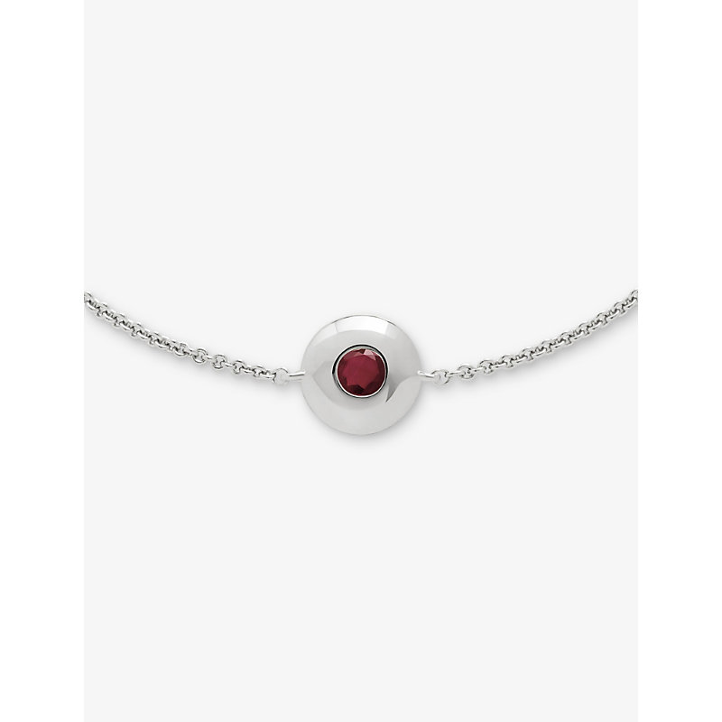 Womens July Birthstone Ruby and Sterling-Silver Bracelet