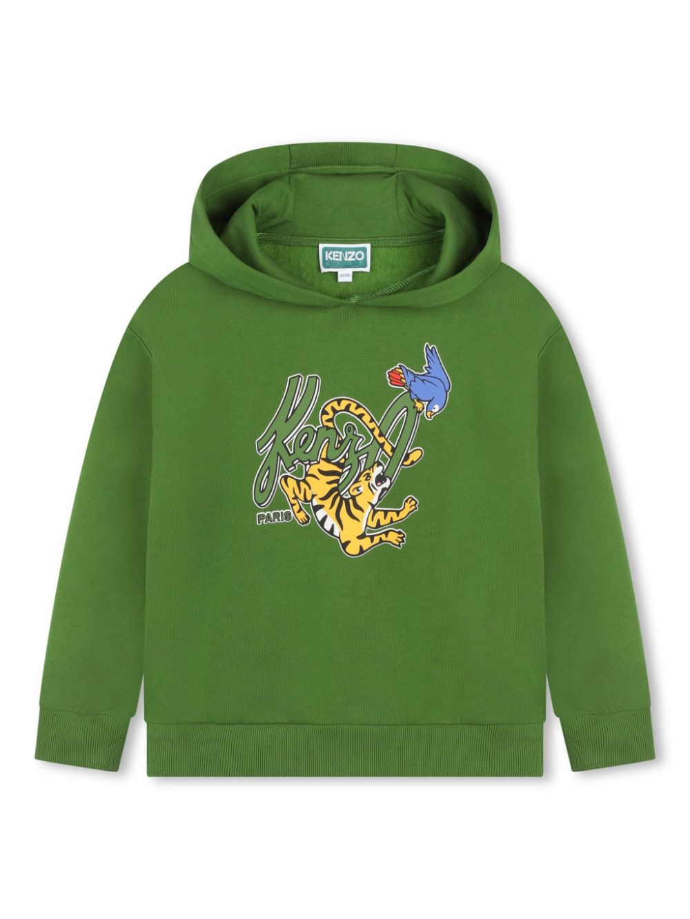 Logo-print fleece-texture hoodie - Green