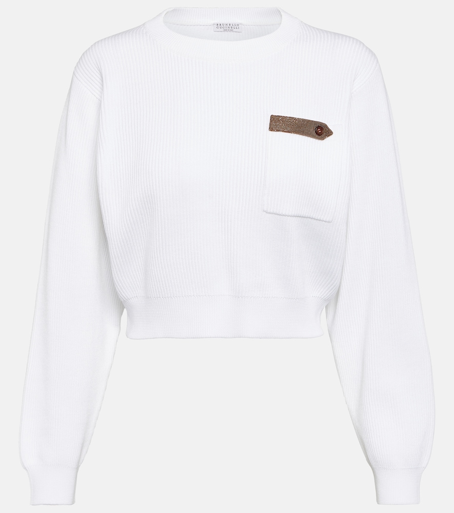 Cotton jersey cropped sweater