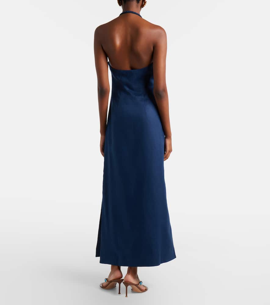 Caela halterneck linen maxi dress