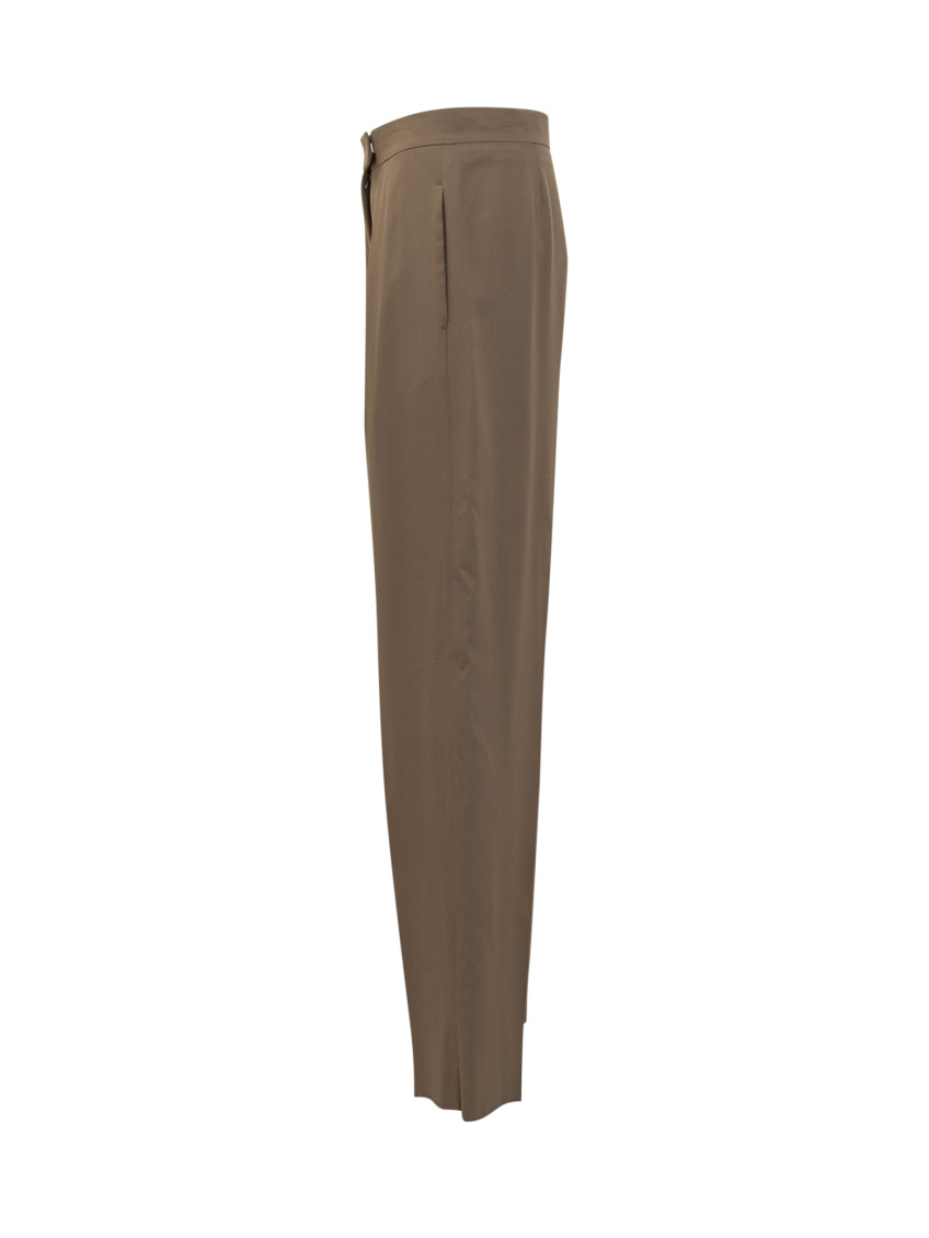 Olive Green Tailored Flat Front Pants