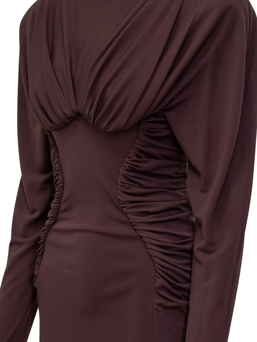 High-neck Ruched Mini Dress