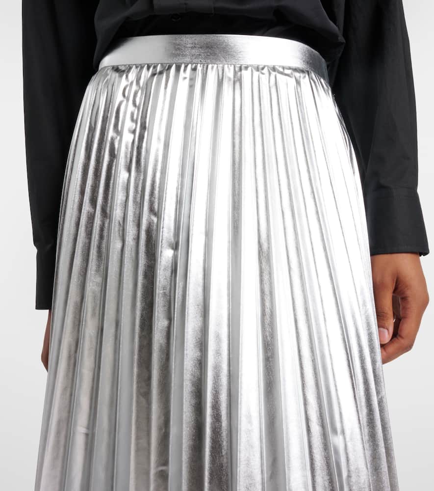 Pleated metallic-effect midi skirt