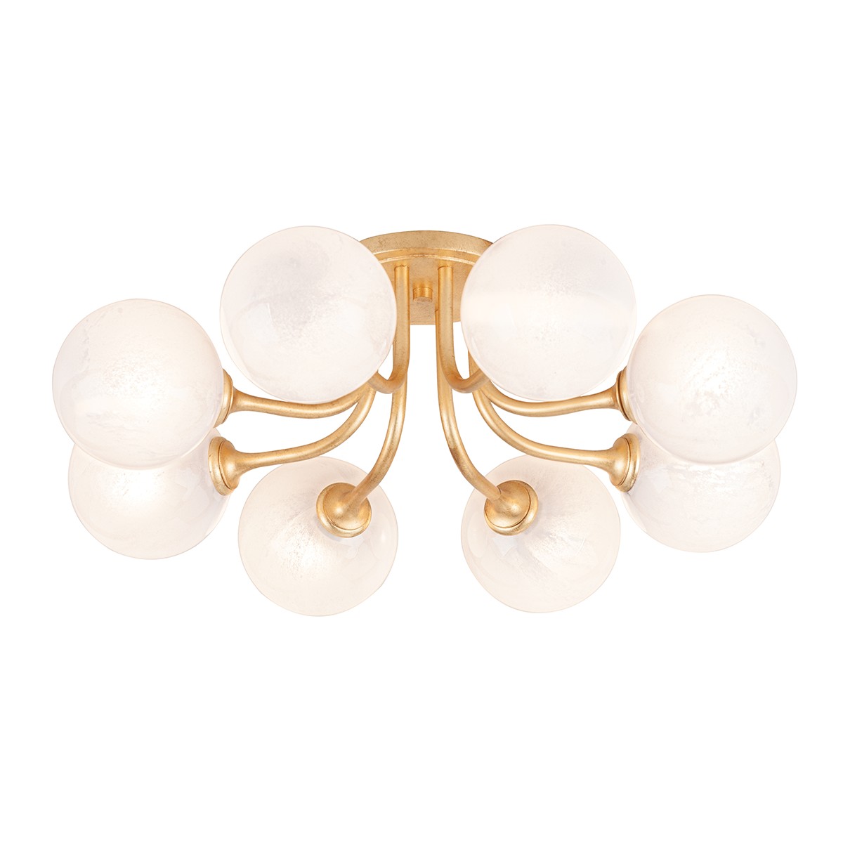 Vintage Gold Leaf Eight Light Semi Flush Mount from the Onyx Collection