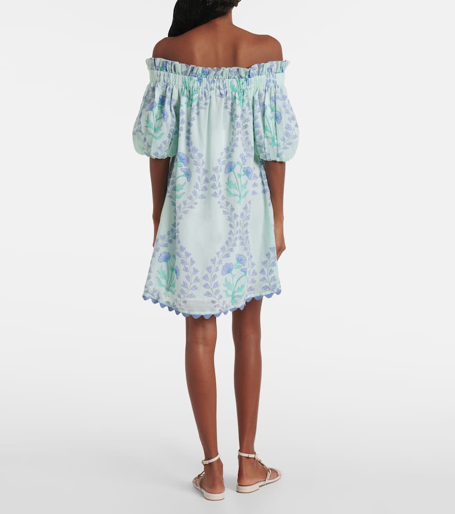 Printed off-shoulder cotton minidress