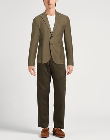 Man Blazer Khaki Size 36 Cotton, Polyester, Elastane