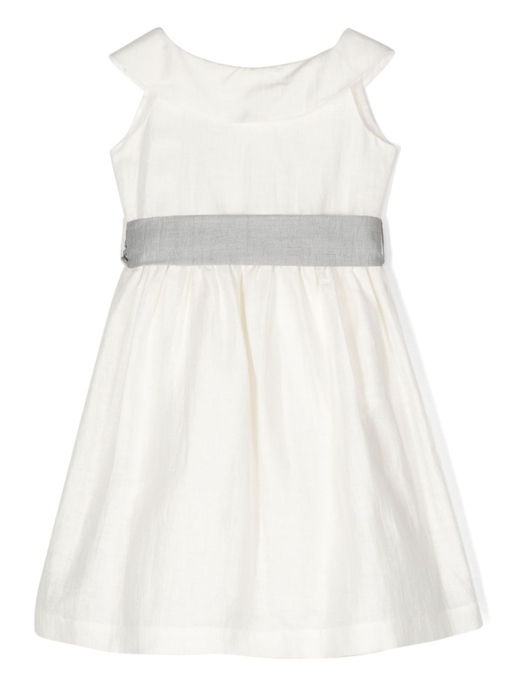 Belted flared dress - White