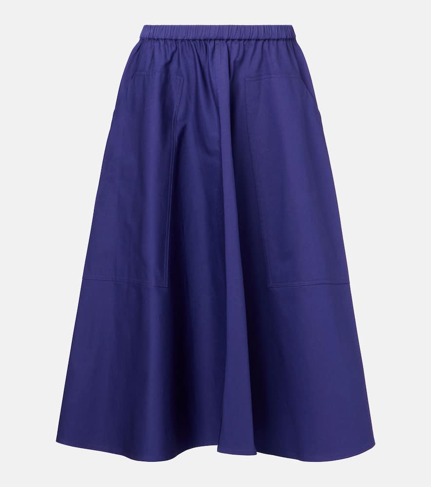 High-rise cotton midi skirt