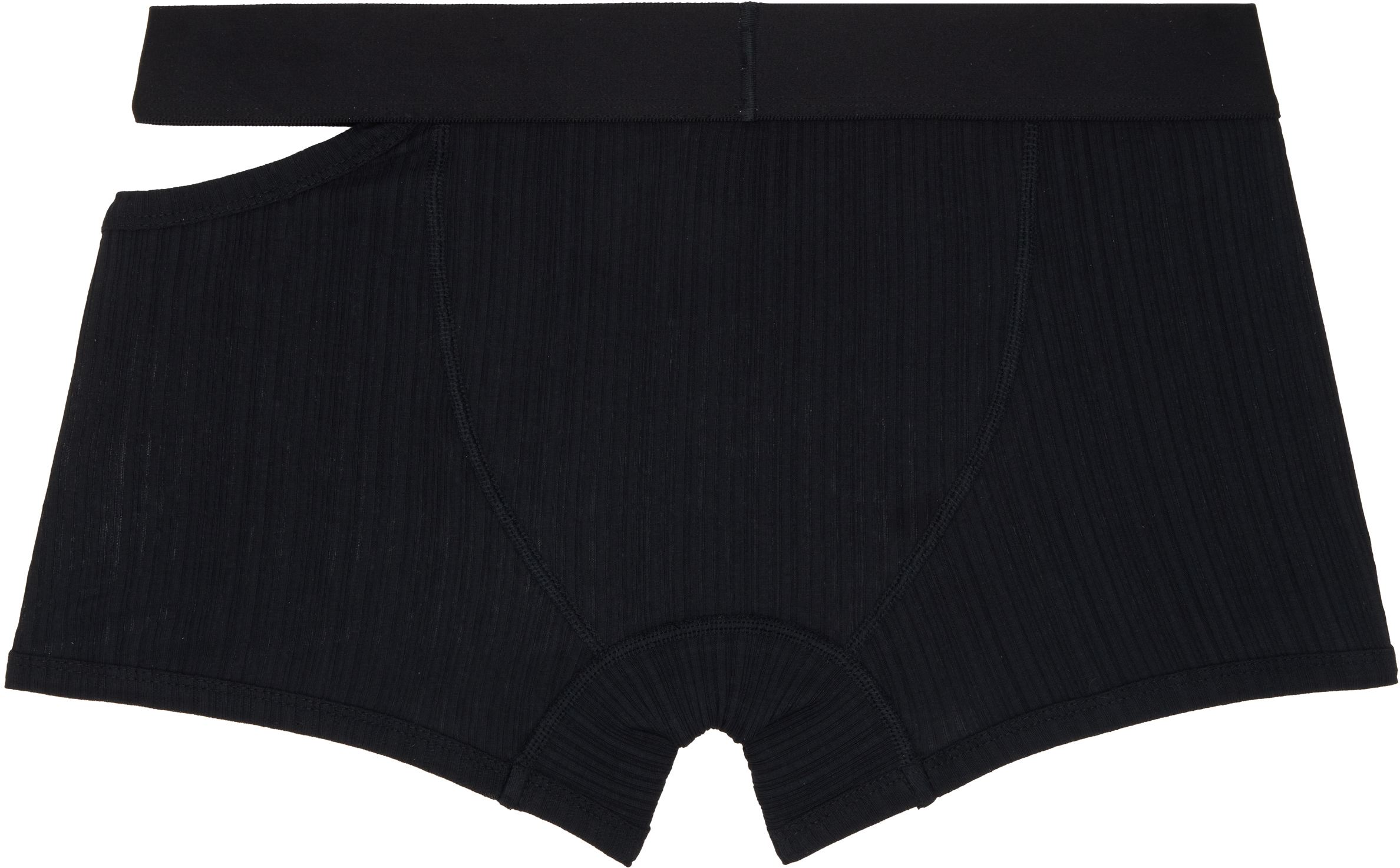 Black Asymmetrical Opening Cotton Boxer Briefs