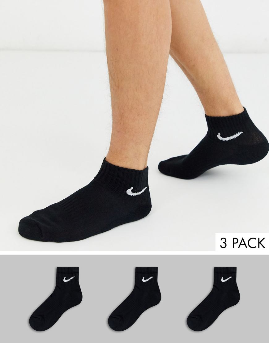 Training Everyday Cushioned 3 pack ankle sock in black