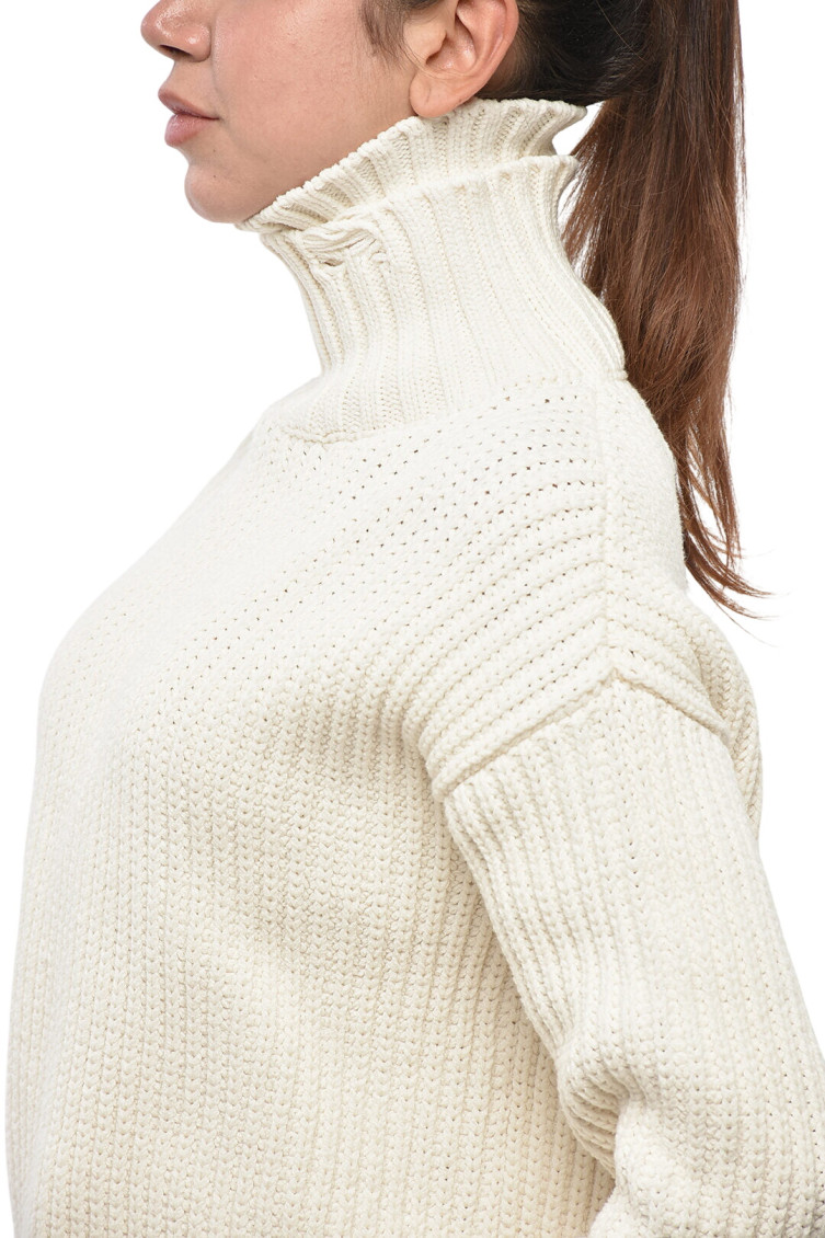 Broken Stitch Double Knit White Sweatshirt