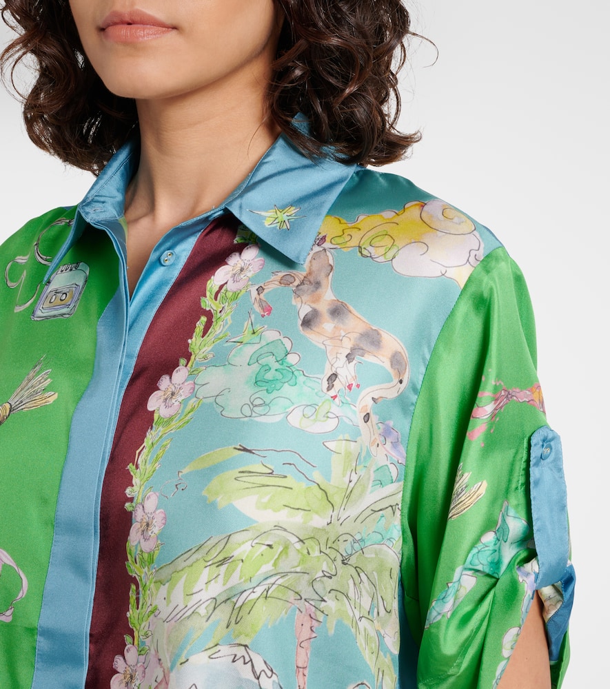 Alémais Daria printed silk satin shirt