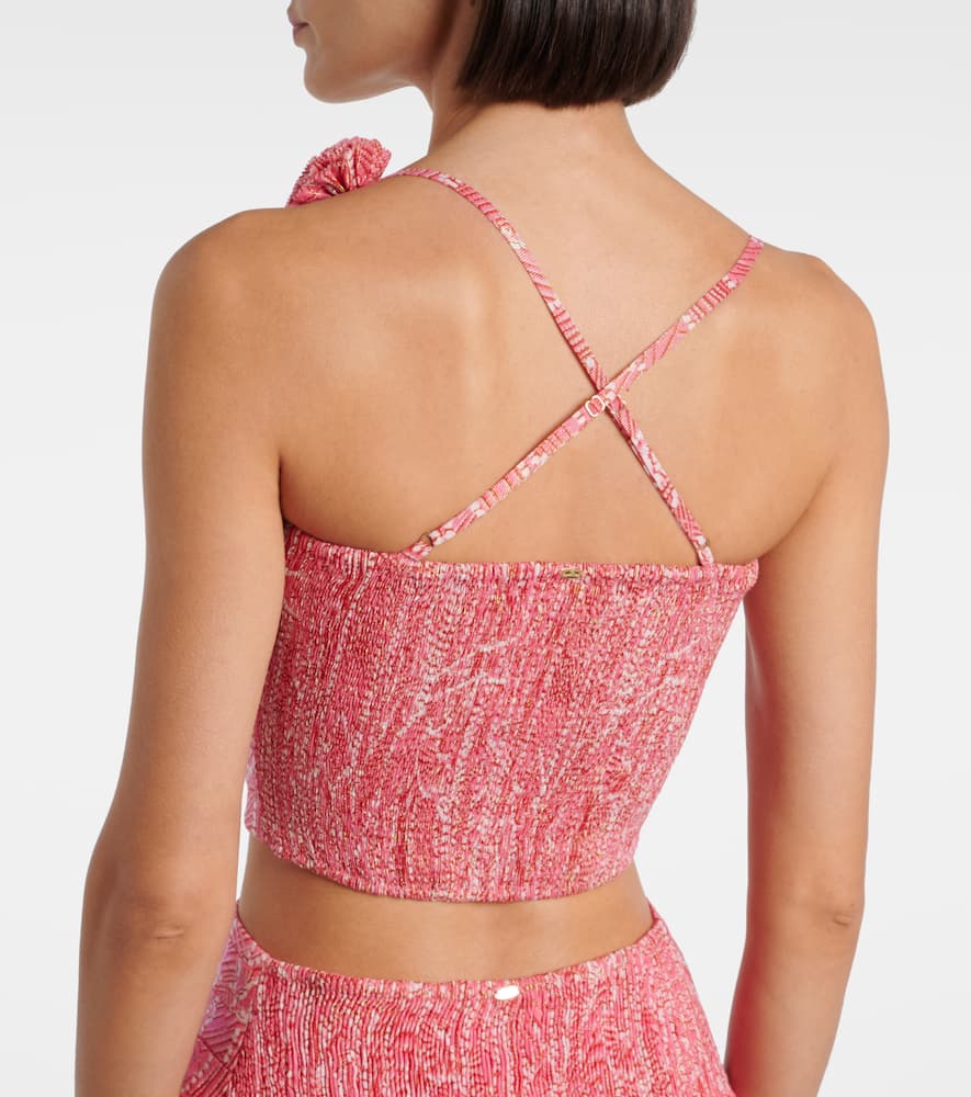 Palmire printed cotton-blend crop top